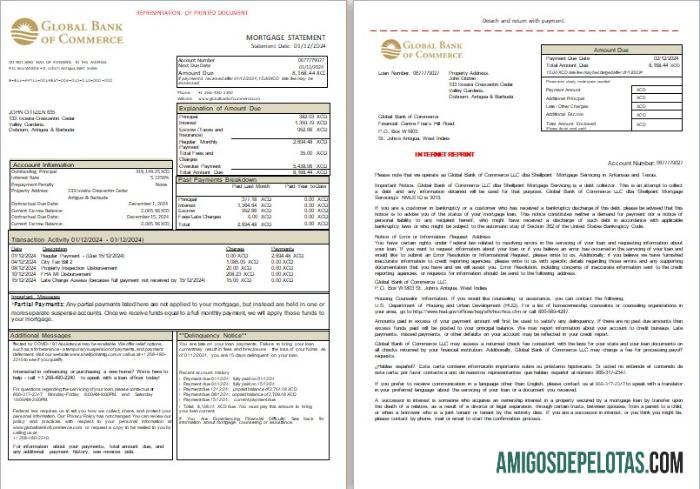 Antigua dan Barbuda Global bank of Commerce bank Hipotik laporan, 3 pages, 1 2 scr desain