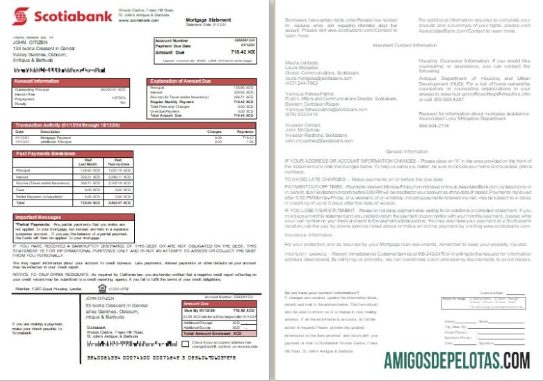 Antigua dan Barbuda Scotiabank bank Hipotik laporan, 2 pages, 1 2 scr makering