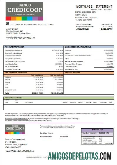 Argentina Banco Credicoop bank Hipotik laporan scr desain