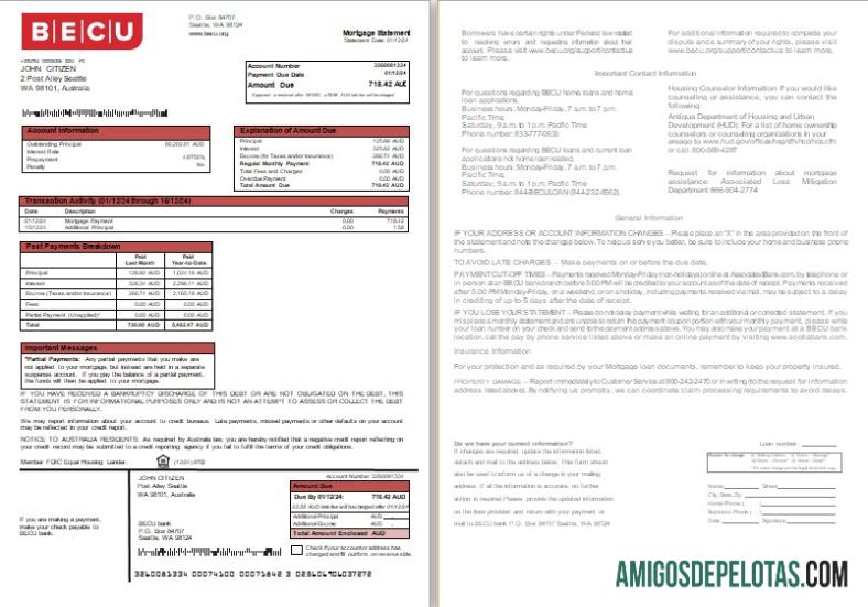 Australia BECU bank Hipotik laporan, 2 pages, 1 2 scr makering