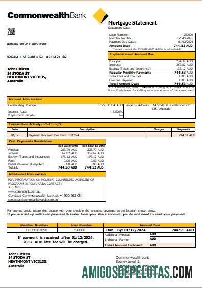 Australia Commonwealth bank Hipotik laporan scr sampel