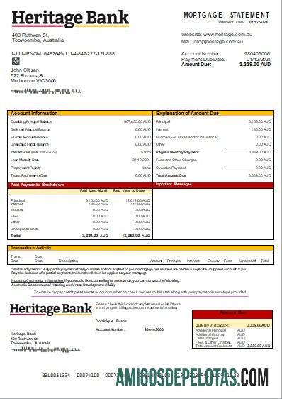 Australia Heritage bank Hipotik statemen scr desain