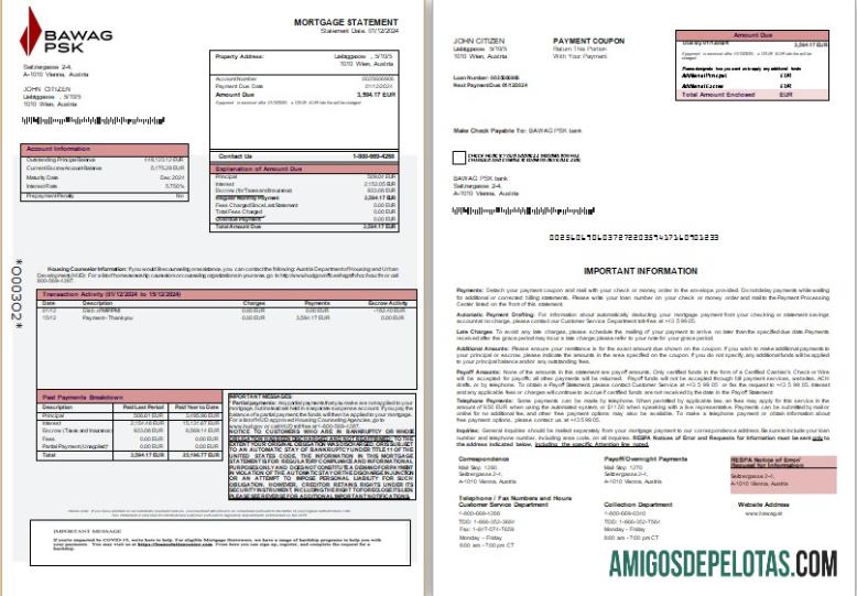 Austria BAWAG PSK bank Hipotik laporan, 3 pages, 1 2 scr makering