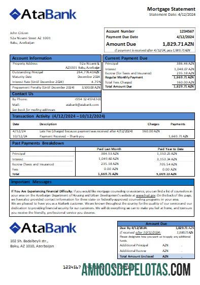 Azerbaijan Atabank bank Hipotik laporan scr makering