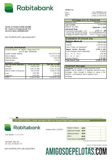 Azerbaijan Rabitebank bank Hipotik laporan scr templat