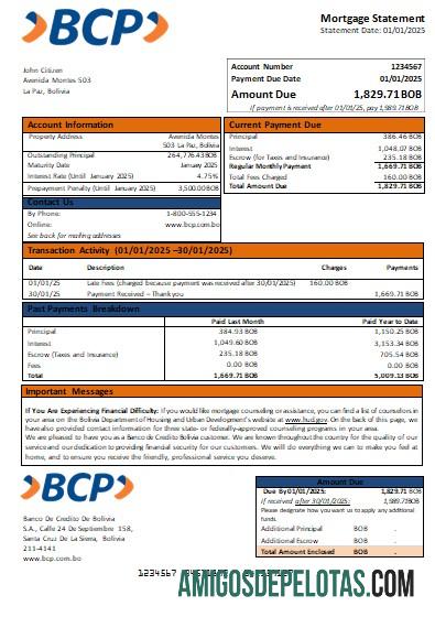 Banco de Credito Bolivia bank Hipotik laporan scr desain