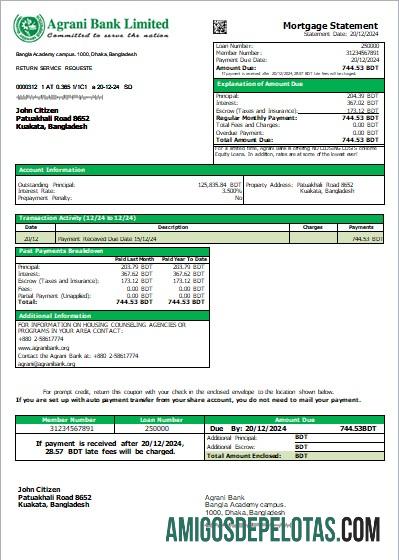 Bangladesh Agrani bank Hipotik laporan scr templat