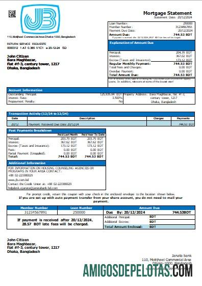 Bangladesh Janata bank Hipotik laporan scr sampel