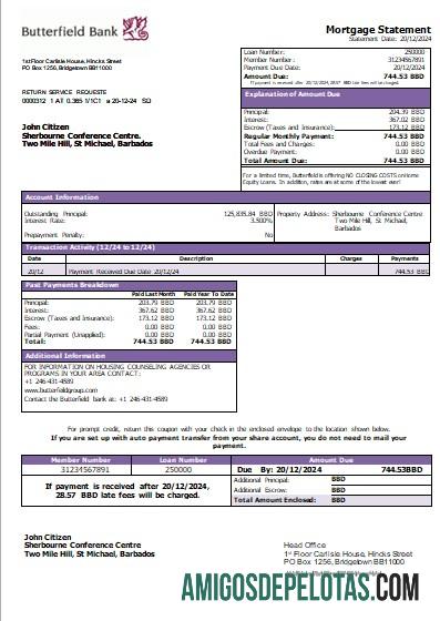 Barbados Butterfield bank Hipotik laporan scr makering