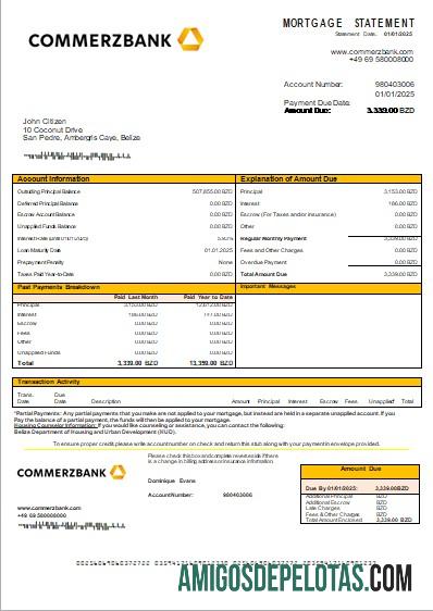 Belize Commerzbank bank Hipotik laporan scr desain