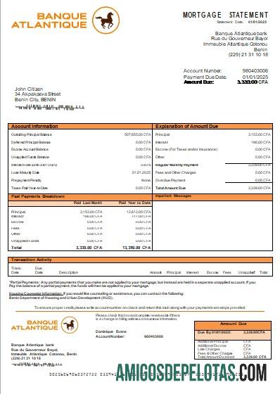 Benin Banque Atlantique bank Hipotik laporan scr desain