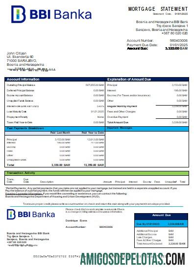 Bosnia dan Herzegovina BBI bank bank Hipotik laporan scr makering