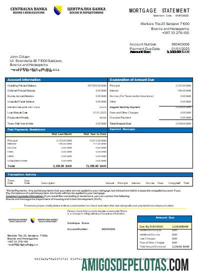 Bosnia dan Herzegovina Central bank Hipotik laporan scr desain