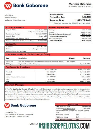 Botswana bank Gaborone bank Hipotik laporan scr templat