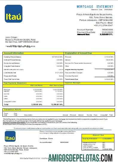 Brasil Itau bank Hipotik laporan scr pratinjau