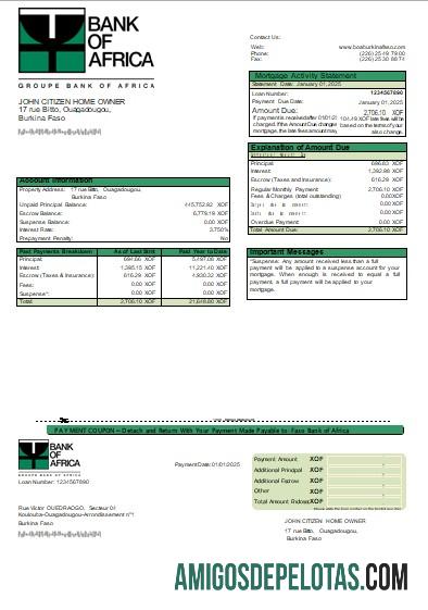Burkina Faso bank of Africa bank Hipotik laporan scr templat