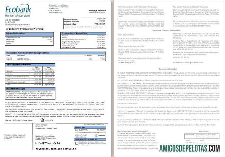 Burkina Faso Ecobank bank Hipotik laporan, 2 pages, 1 2 scr desain