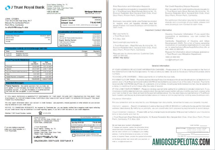 Kamboja J Trust Royal bank Hipotik laporan, 2 pages, 1 2 scr desain