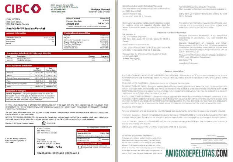 Kanada CIBC bank Hipotik laporan, 2 pages, 1 2 scr templat