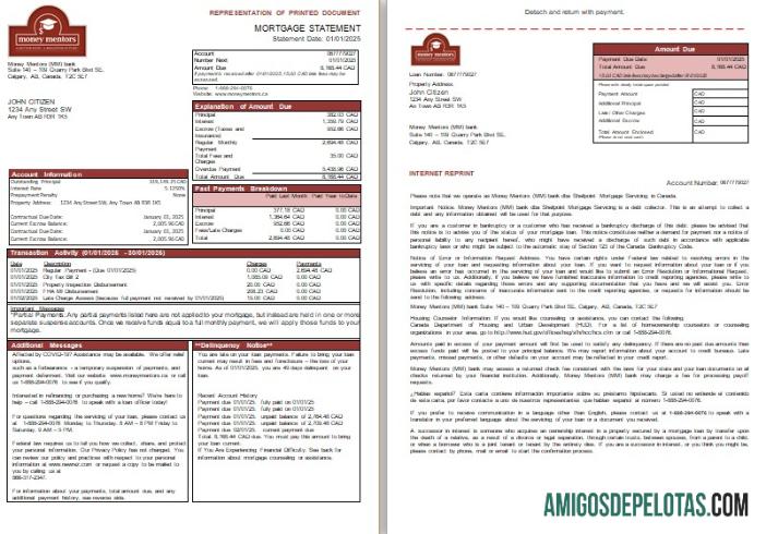 Kanada Money Mentors (MM) bank Hipotik laporan, 3 pages, 1 2 scr desain