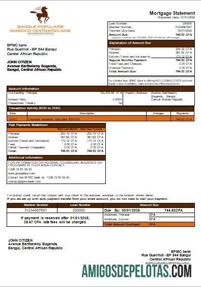 Republik Afrika Tengah BPMC bank Hipotik laporan scr desain