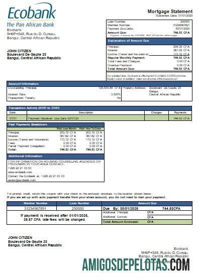 Republik Afrika Tengah Ecobank bank Hipotik laporan scr templat
