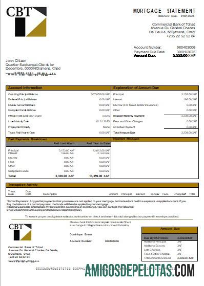 Chad komersial bank of Tchad bank Hipotik laporan scr templat