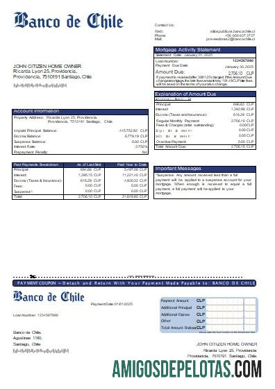 Chili Banco de Chili bank Hipotik laporan scr pratinjau