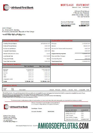 Kongo Afriland First bank Hipotik laporan scr templat