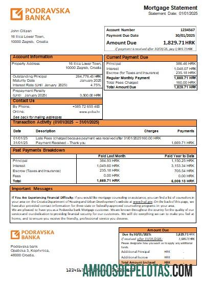 Kroasia Podravska bank Hipotik laporan scr sampel