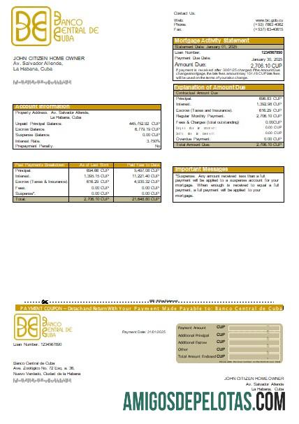 Kuba Banco Central de Kuba bank Hipotik laporan scr sampel