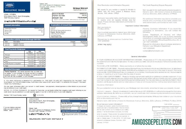 Siprus Hellenic bank Hipotik laporan, 2 pages, 1 2 scr sampel