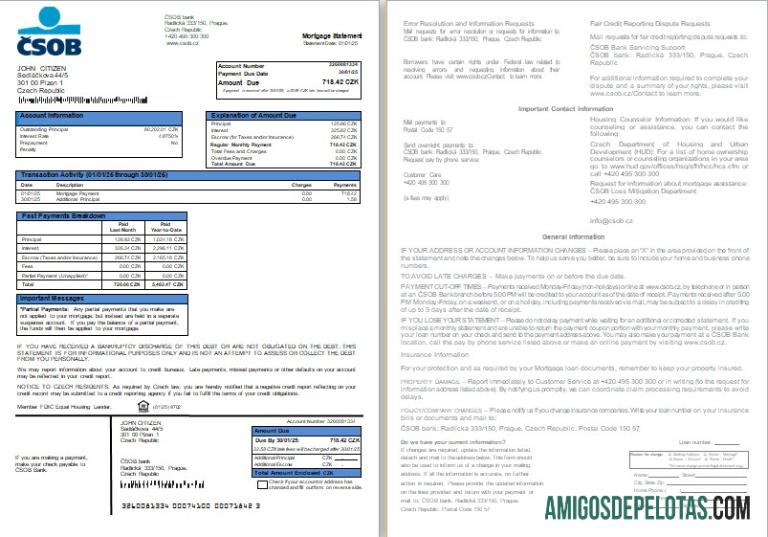 Republik Ceko C╠îSOB bank Hipotik laporan, 2 pages, 1 2 scr makering