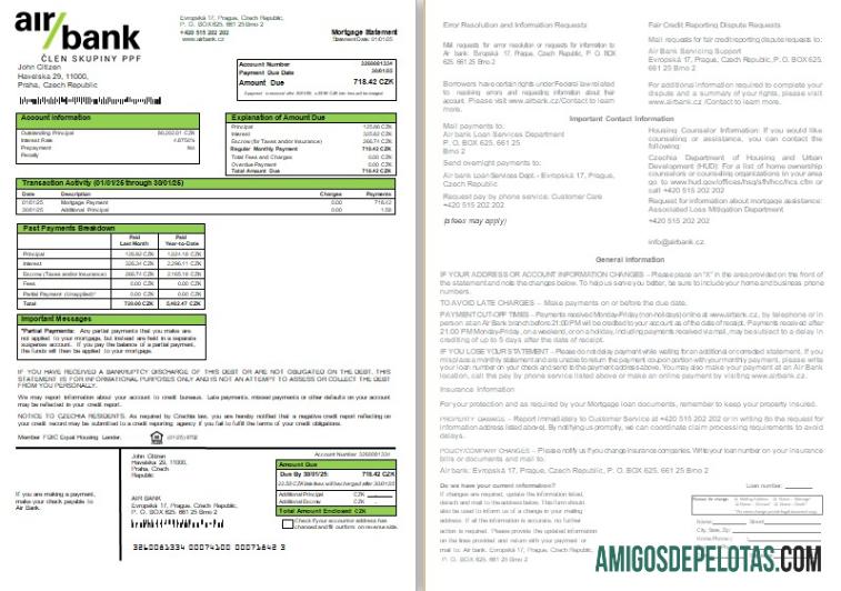 Ceko Air bank Hipotik laporan, 2 pages, 1 2 scr makering