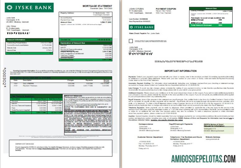 Denmark Jyske bank Hipotik laporan, 3 pages, 1 2 scr templat