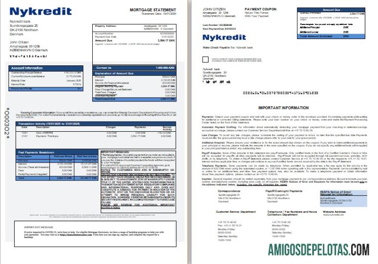 Denmark Nykredit bank Hipotik laporan, 3 pages, 1 2 scr sampel