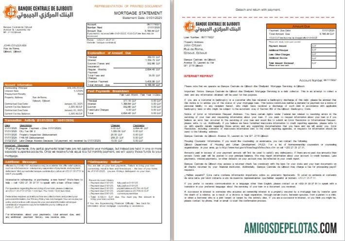 Jibuti Central bank of Jibuti bank Hipotik laporan, 3 pages, 1 2 scr makering