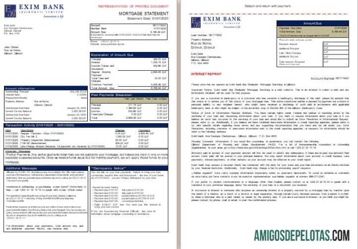 Jibuti Exim bank Hipotik laporan, 3 pages, 1 2 scr desain