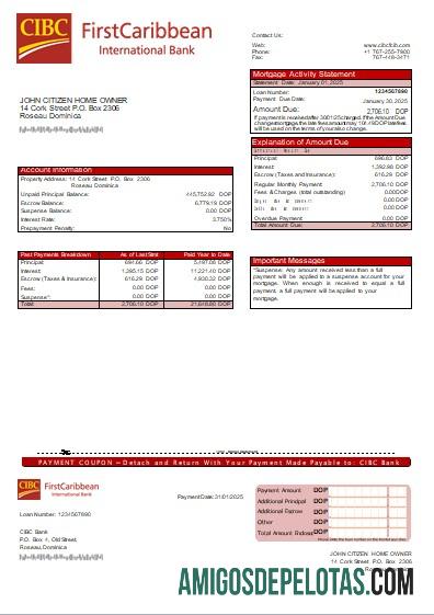 Dominika CIBC bank bank Hipotik laporan scr sampel