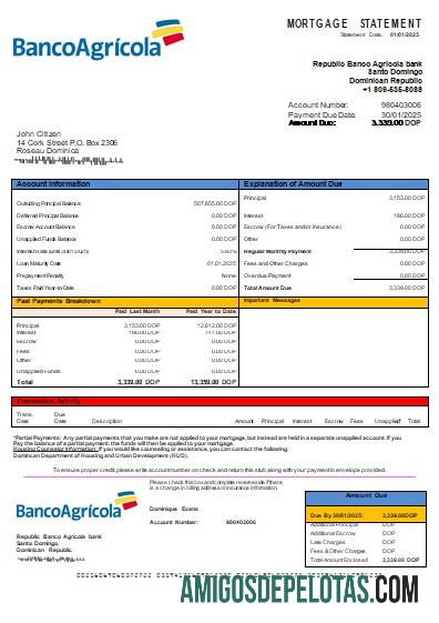 Republik Dominika Banco Agricola bank Hipotik laporan scr sampel