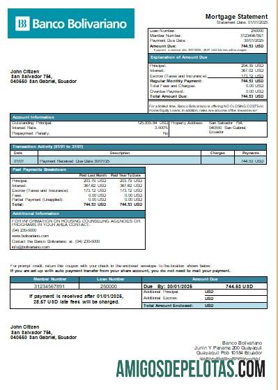 Ekuador Banco Bolivariano bank Hipotik laporan scr sampel