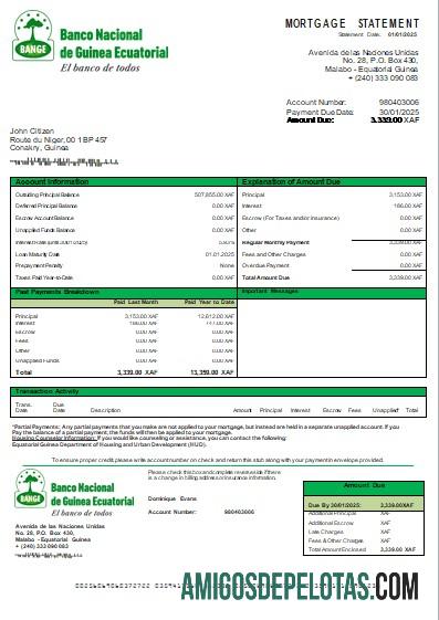 Guinea Khatulistiwa nasional bank bank Hipotik laporan scr desain
