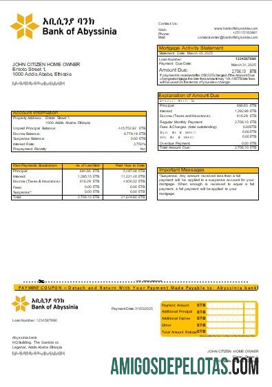 Etiopia bank of Abyssinia bank Hipotik laporan scr makering