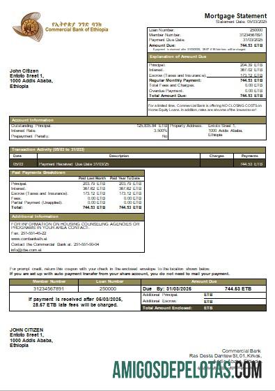 Etiopia komersial bank Hipotik laporan scr makering