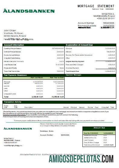 Finlandia Aland bank Hipotik laporan scr templat