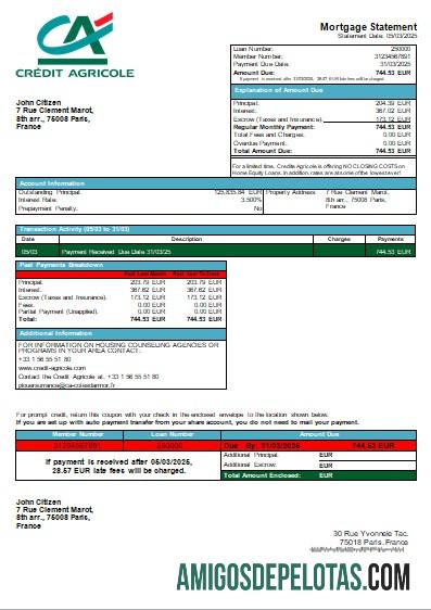 Prancis Credite Agricole bank Hipotik laporan scr sampel