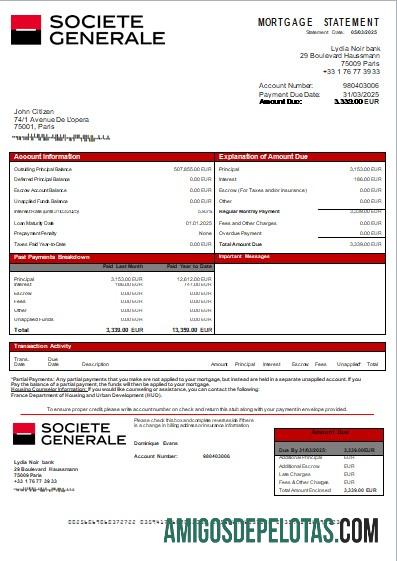 Prancis Socie╠üte╠ü Ge╠üne╠ürale bank Hipotik laporan scr sampel