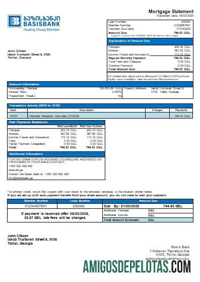 Georgia Basis bank Hipotik laporan scr sampel