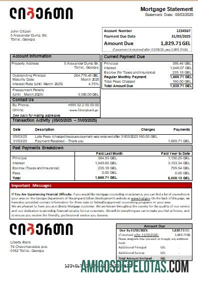 Georgia Liberty bank Hipotik laporan scr templat