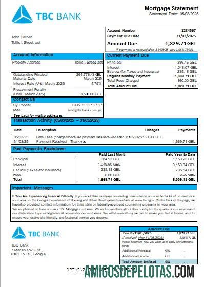 Georgia TBC bank Hipotik laporan scr templat